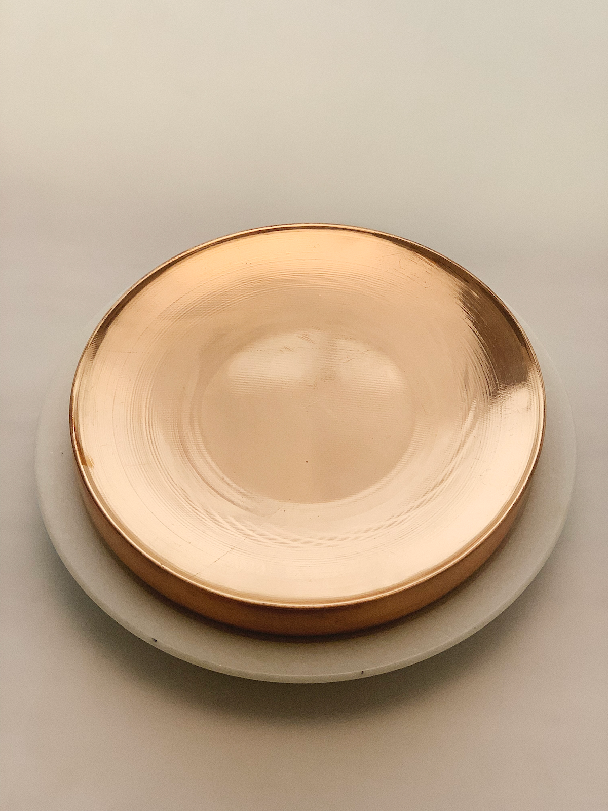 Matt Brushed Copper Chand Uruli Box with Makrana White Marble Dish