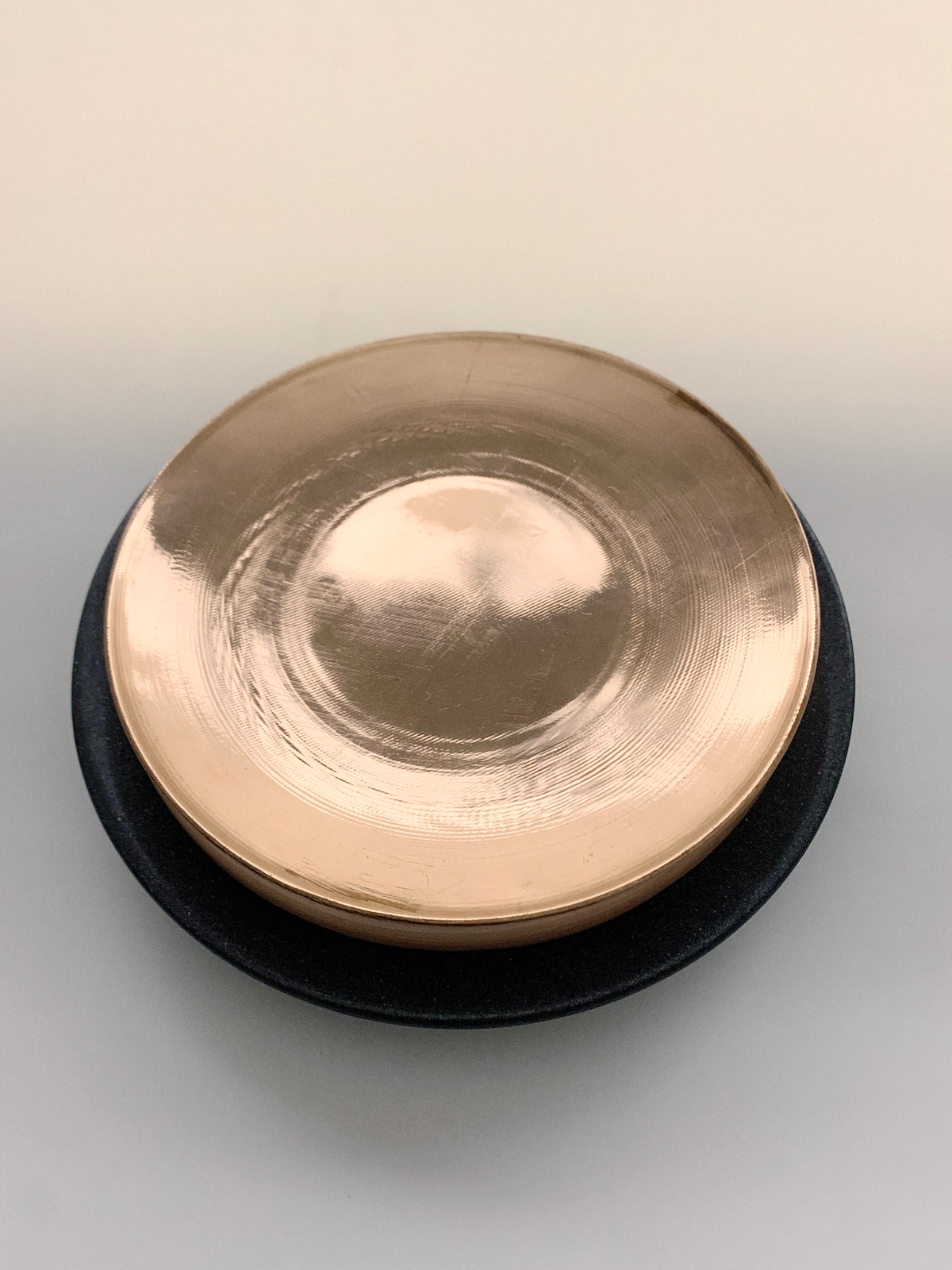 Brushed Copper Chand Uruli Box with Karappu Kal Black Granite Dish