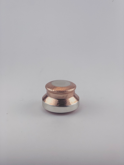 Stambha Ceremonial Box with alternate silver gilded and handbeaten copper bands