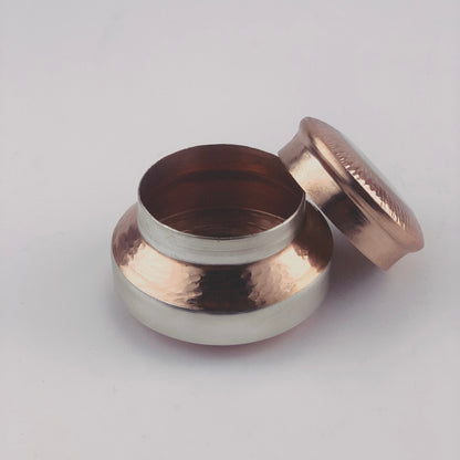 Stambha Ceremonial Box with alternate silver gilded and handbeaten copper bands